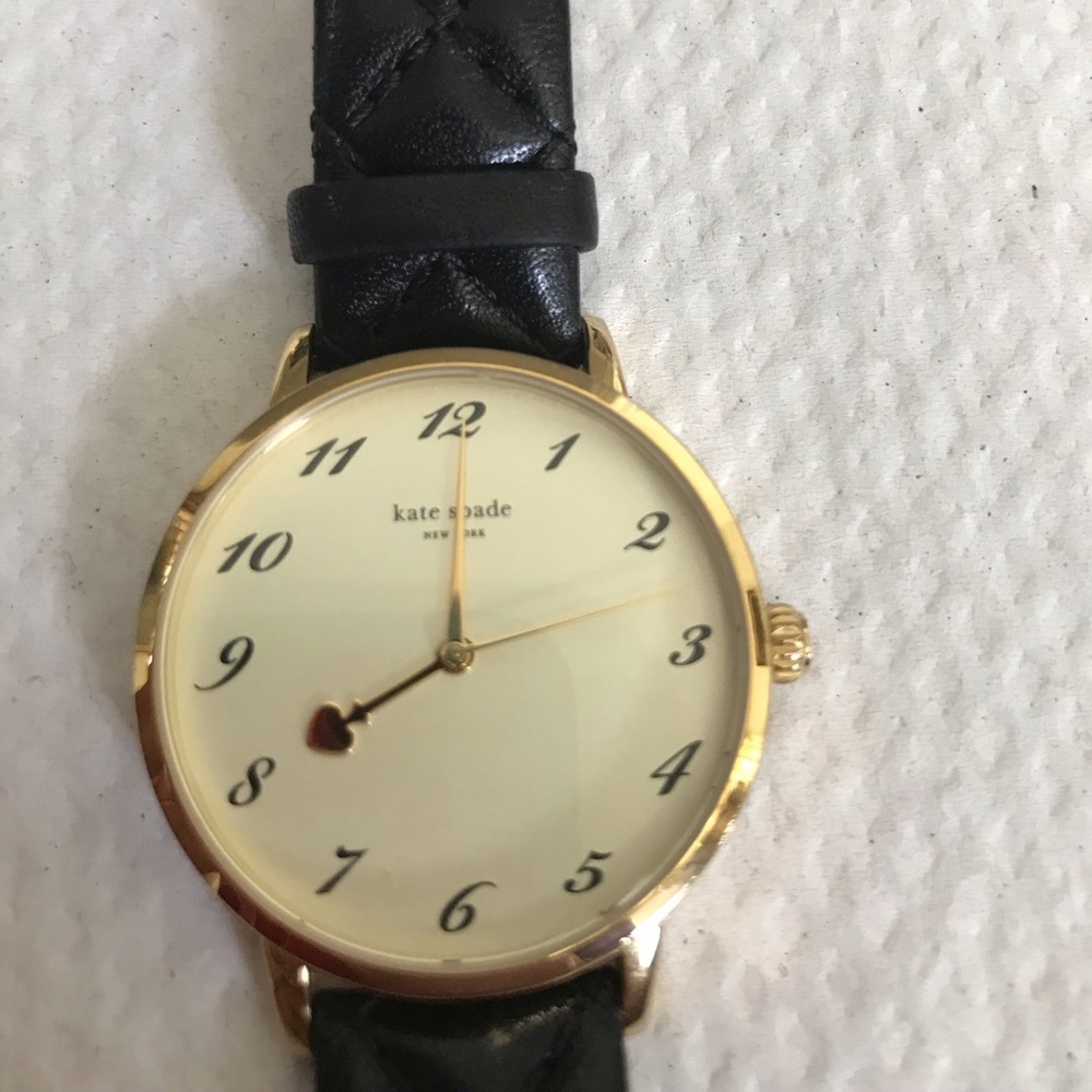 Kate Spade Black Leather Watch with New Battery